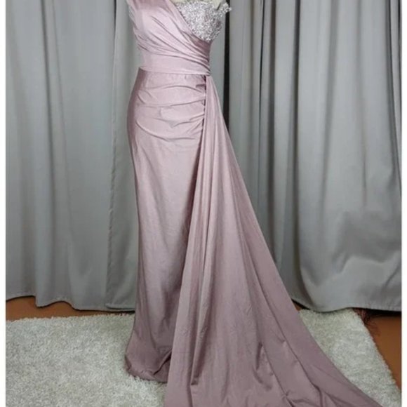 Portia & Scarlett One Shoulder Dress Mauve Purple Size 6 - Picture 3 of 4